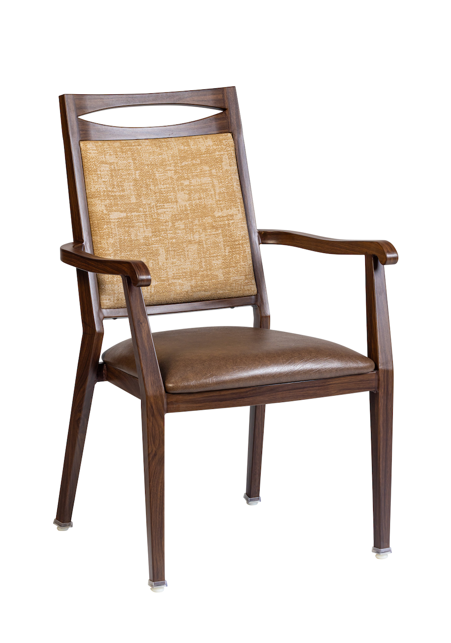 Morgan Faux Woodgrain Metal Dining Chair
